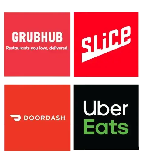 Order online with grubhub, slice, doordash and uber eats